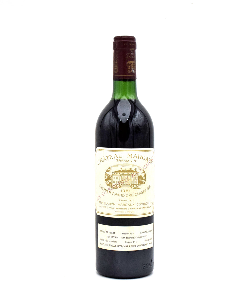 1981 Chateau Margaux wine bottle