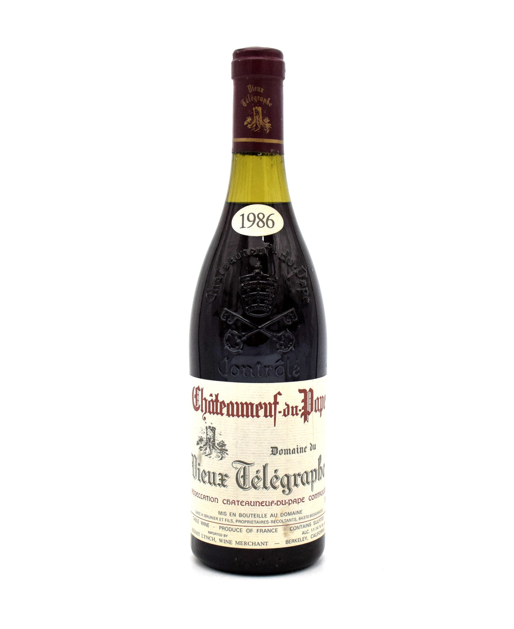 1986 Domaine du Vieux Telegraphe Chateauneuf-du-Pape La Crau wine bottle