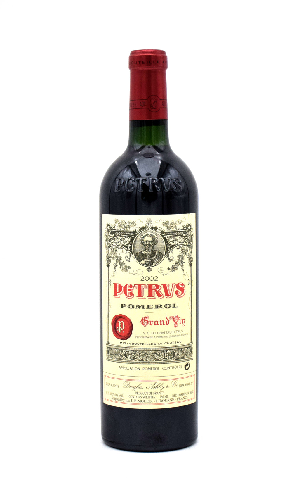 2002 Petrus wine bottle