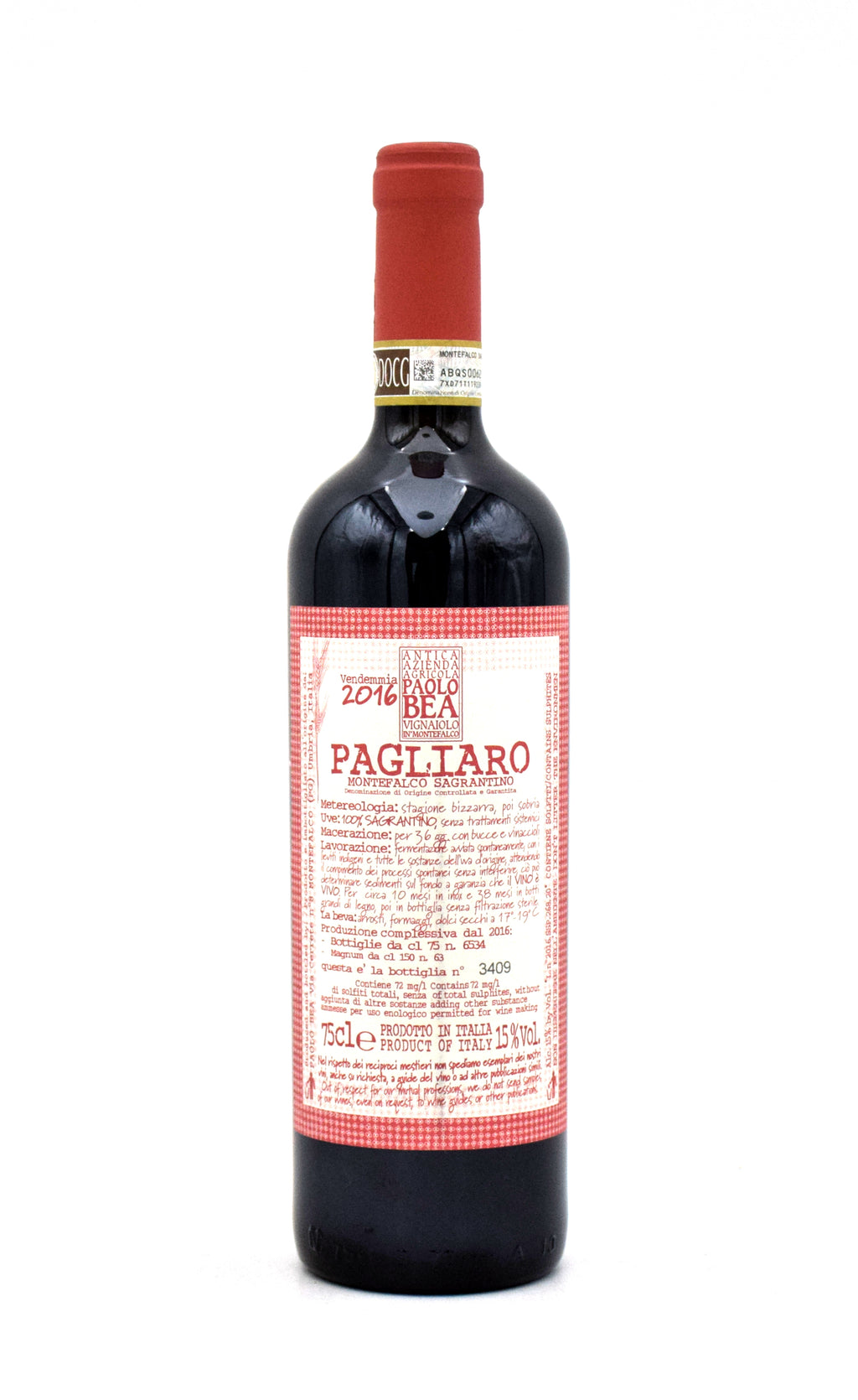 2016 Paolo Bea Pagliaro Secco wine bottle