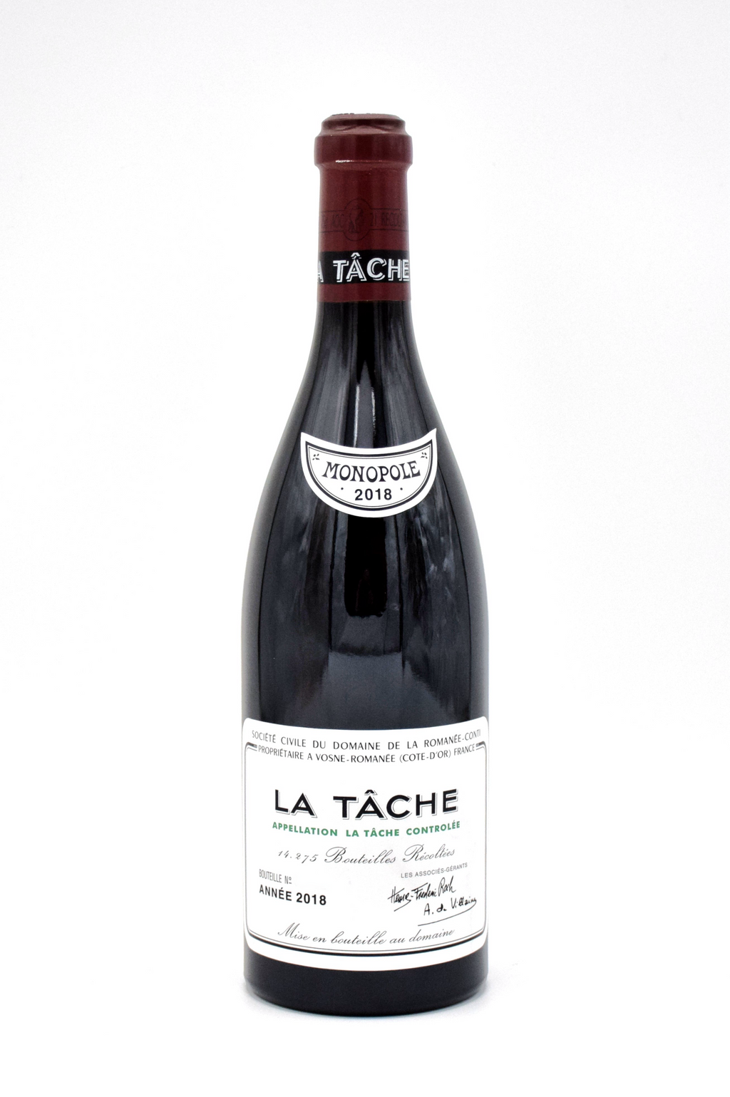 2018 Domaine de la Romanee Conti La Tache Grand Cru Monopole wine bottle