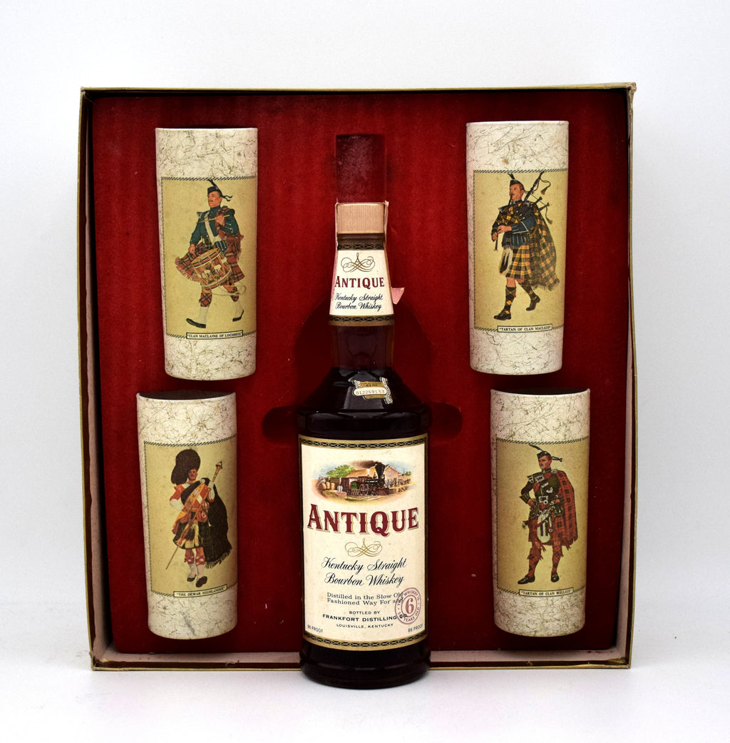 Antique Bourbon with Box and 4 glasses - 1968 Vintage