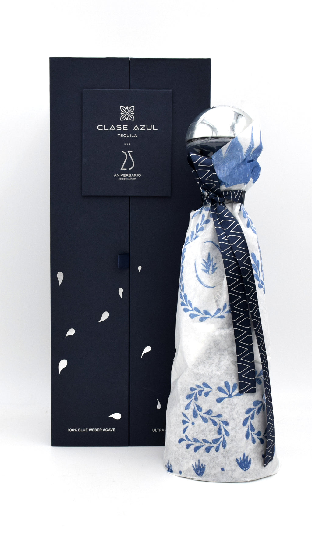 Clase Azul 25th Anniversary Tequila in a hand-painted cobalt blue decanter
