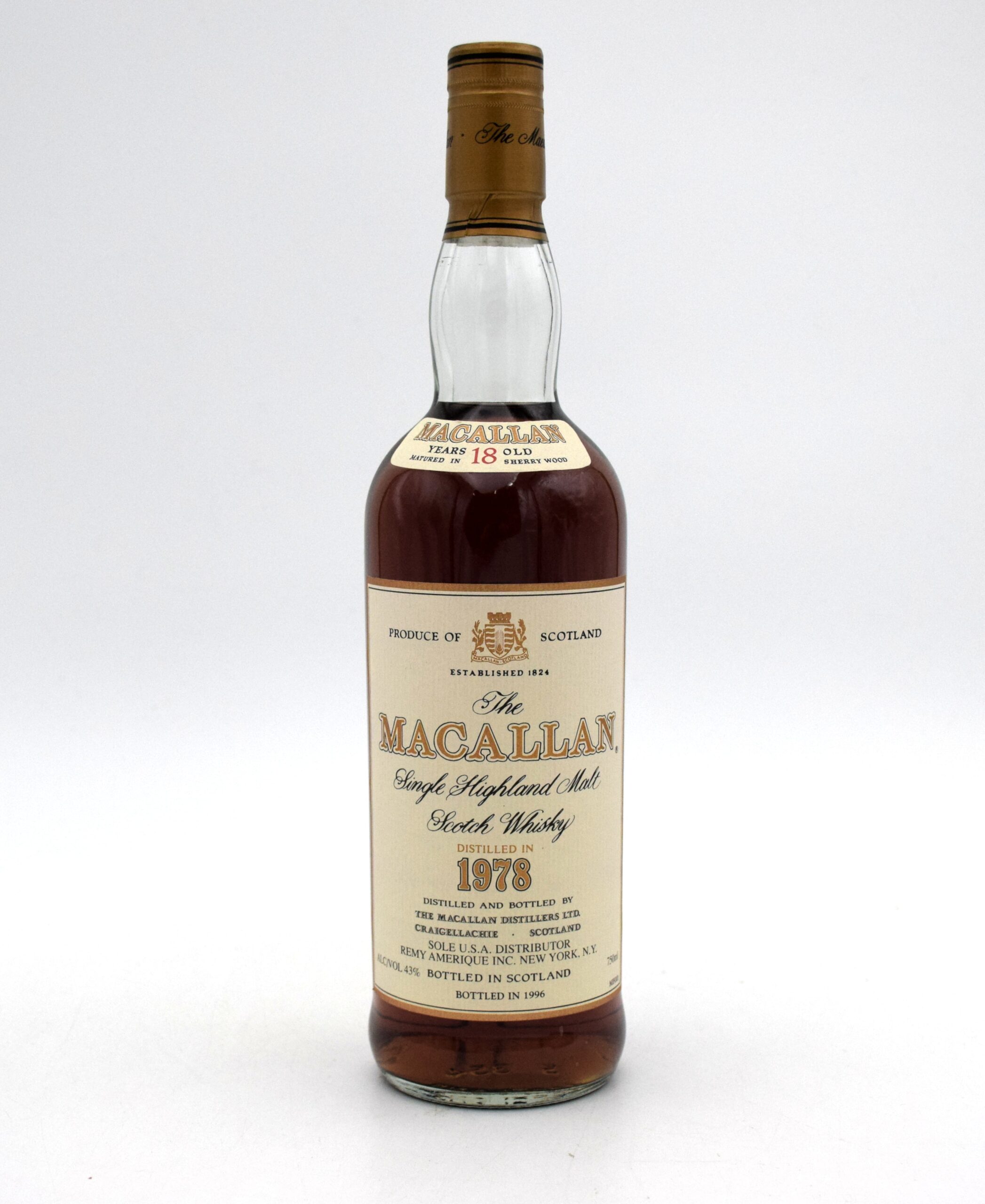 Macallan 18 Year Sherry Oak Scotch Whisky - Distilled in 1978 (No Tube)