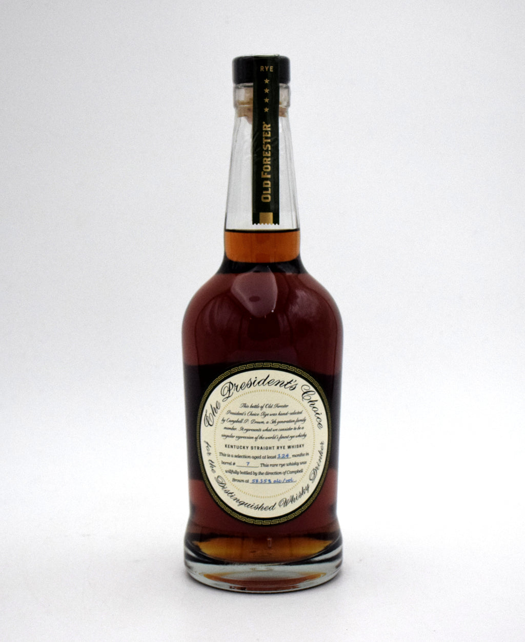 Old Forester 'The President's Choice' Kentucky Straight Rye Whiskey (58.15 Proof) bottle